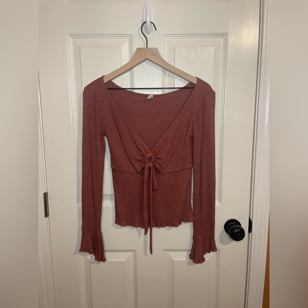 Free People Say When Long Sleeve in Dusty Mauve Size Small - Picture 2 of 8
